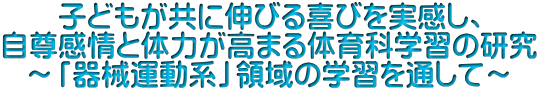 子どもが共に伸びる喜びを実感し、 自尊感情と体力が高まる体育科学習の研究 ～「器械運動系」領域の学習を通して～